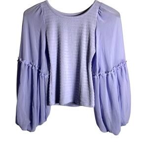 Anthropologie Balloon Sleeve Smocked Top Lavender NEW